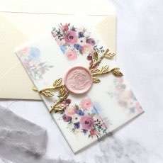 Invitation Card with Wax Seal Wedding Card with Vellum Paper Cover Customized Decoration